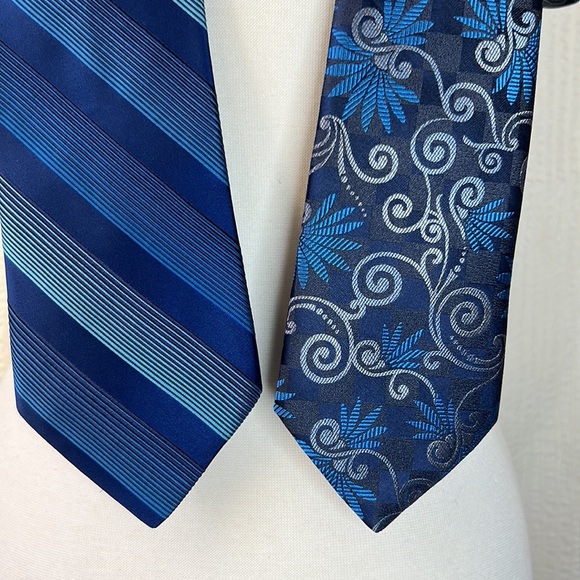 Nicole Miller Silk Wide Blue Stripe Mens Necktie Neck Tie 4x59 - Picture 13 of 15